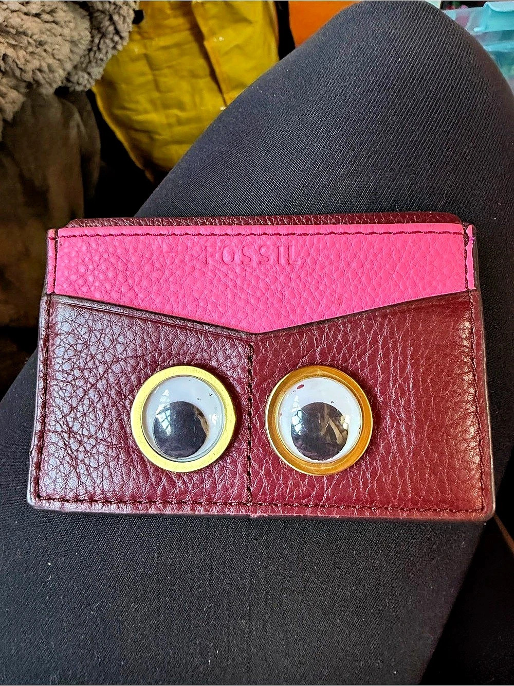 Coach Leather-Style Wallet in Burgundy & Pink